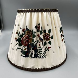 Rare Vintage Royal Delft Hand-Painted Silk Pleated Lamp Shade